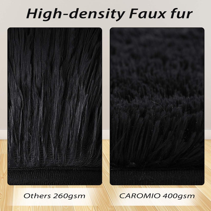 CAROMIO 10x13 Fluffy Area Rugs Extra Large Plush and Thick Faux Fur Shag Rug for Living Room Non-Slip Non-Shedding Accent Rug Carpet for Bedroom, Fuzzy Shaggy Rugs for Kids Nursery Dorm, Black - Image 2