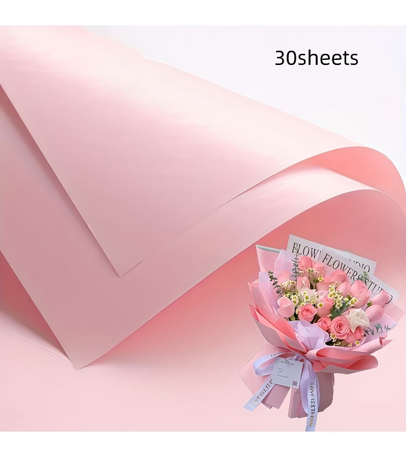 30 Black Valentine's Day Solid Color Elegant Paper Bouquet Wrapping 30 Sheets - Image 1