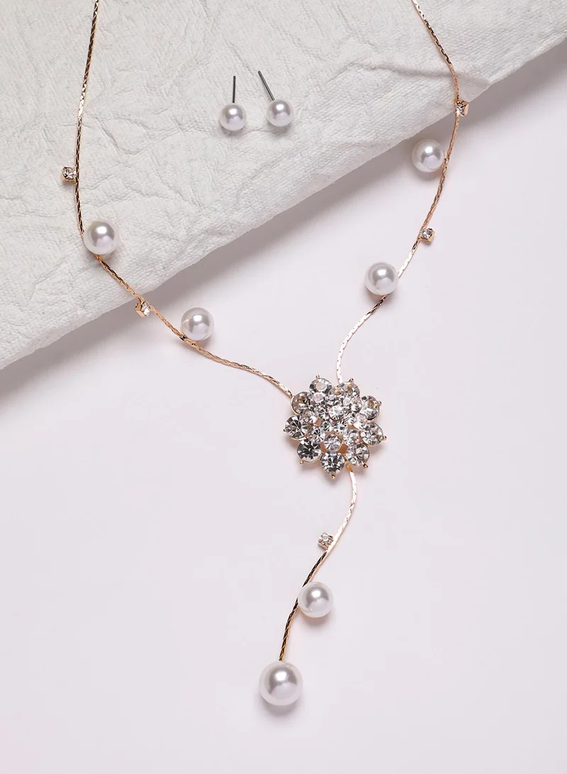 SOHI Floral Drop Negligee Artificial Necklace Jewellery
