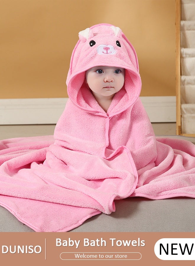 DUNISO Baby Bath Towels Newborn Hooded Baby Towel Ultra Absorbent and Soft Cotton Hooded Washcloth for Baby Toddler Infant Unisex Hooded Baby Bath Towel - Image 1