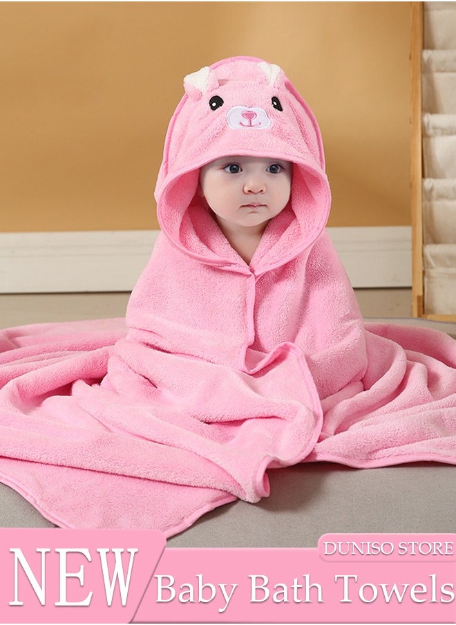 DUNISO Baby Bath Towels Newborn Hooded Baby Towel Ultra Absorbent and Soft Cotton Hooded Washcloth for Baby Toddler Infant Unisex Hooded Baby Bath Towel  - Image 1