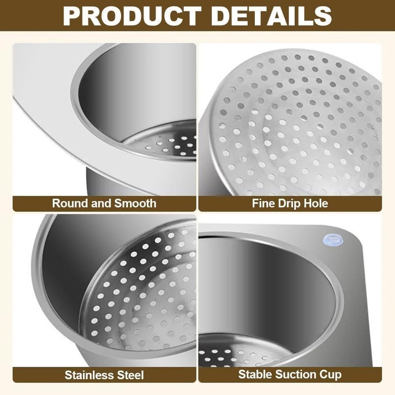 KNEWTEN Steel Swan Sink Strainer Basket Stainless Steel Draining Basket for Sink MultiFunctional Drain Basket Quick Drain Kitchen Tools Hanging Filtering Draining Rack for Sink Food Pack of 1 - Image 3