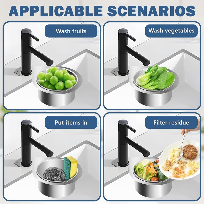 KNEWTEN Steel Swan Sink Strainer Basket Stainless Steel Draining Basket for Sink MultiFunctional Drain Basket Quick Drain Kitchen Tools Hanging Filtering Draining Rack for Sink Food Pack of 1 - Image 4
