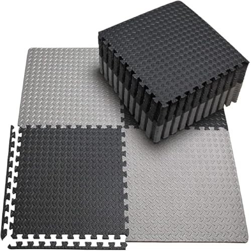 Nasmodo Gym Floor mat Rubber for Heavy Workout Puzzle Floor mats for Home Exercise, Gym Equipment mat Interlocking Eva Foam Flooring Rubber Tiles Yoga, Kid Gym Mats for Floor 25mm (Black& Grey, 6 Pcs) - Image 1