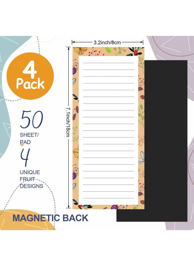 Joyberg - Joyberg Magnetic Notepads for Refrigerator - Flower Design, 50 Sheets Per Pad, 4 Pack Memo Pads for Grocery Lists and To-Dos - Image 1