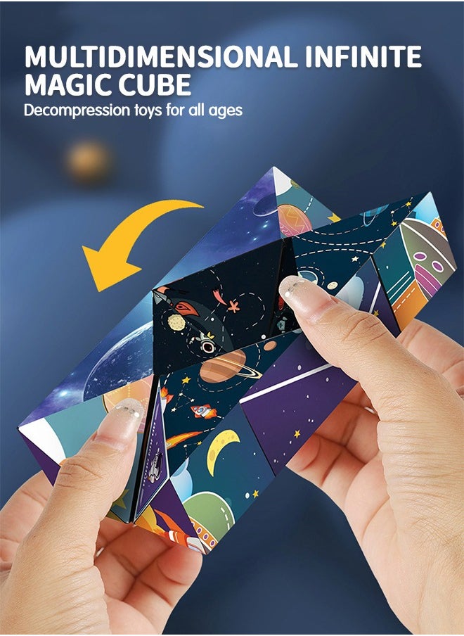 GROIC - 2 PCS Rubik's Cube Combo Infinity Cube Fidget Toy Magnets Transforms 3D Geometric Fidget Rubik's Cube Space Retro Pattern Hand-Held Magic Toys Finger Spinner - Image 1