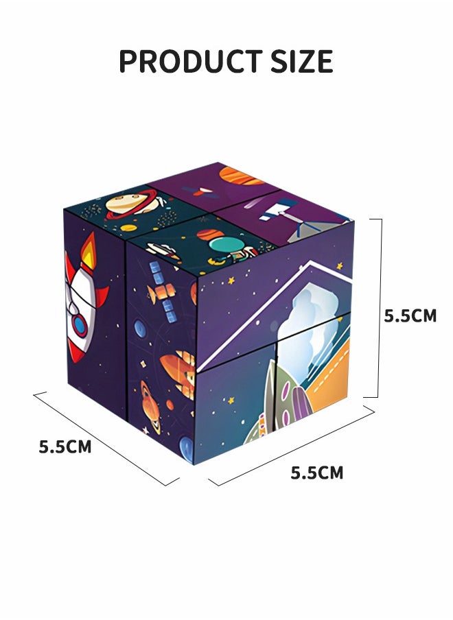 GROIC - 2 PCS Rubik's Cube Combo Infinity Cube Fidget Toy Magnets Transforms 3D Geometric Fidget Rubik's Cube Space Retro Pattern Hand-Held Magic Toys Finger Spinner - Image 1