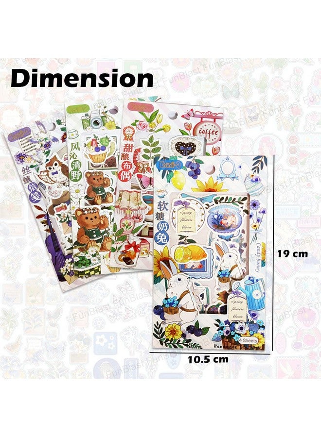 FunBlast Pvc Kawaii Stickers Set 16 Sheet (100+ Pcs) Diy 3D For Girls, Aesthetic Sticker, Journaling, Scrapbooking, Cute (Cute Animals 4X4=16 Sheetsself-Adhesive, Wall, 10 Cms) - Image 2