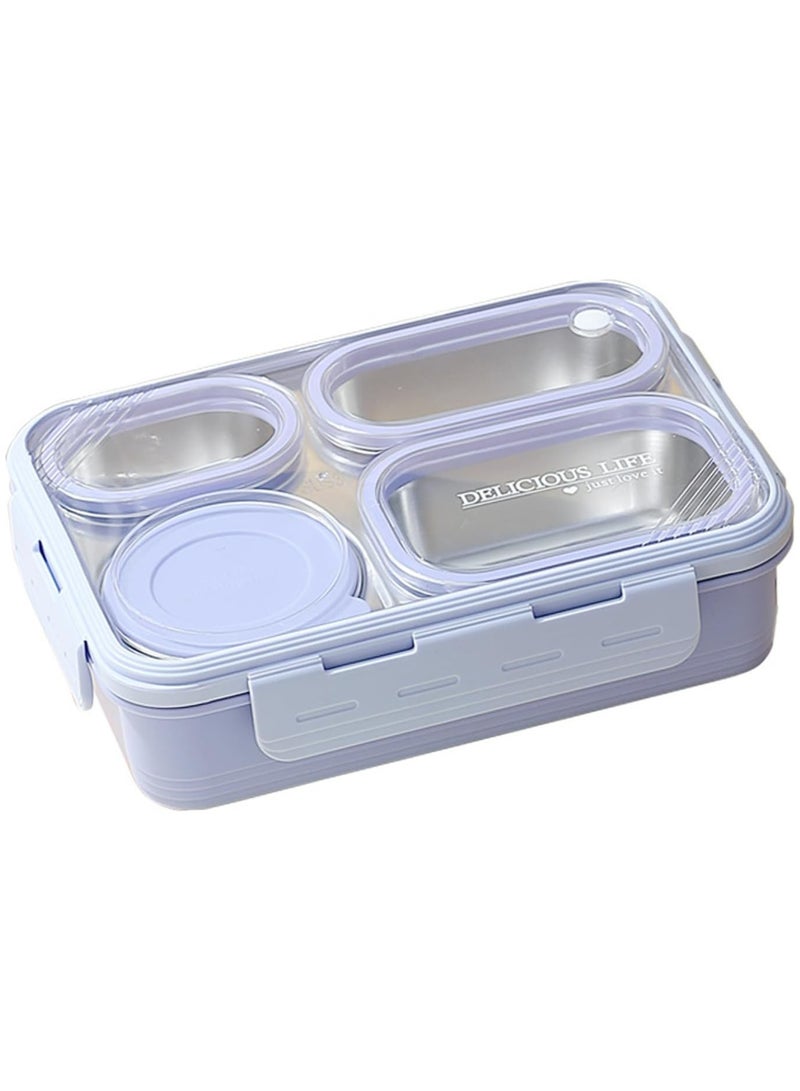 AUTOYSUR Lunch Box with Soup Bowl,850ml Stainless Steel Leak-proof Lunch Box,Compartments Food Container With Spoon And Chopsticks,Bento Box For Kids And Adults-Food Safe Materials (Purple)  - Image 1