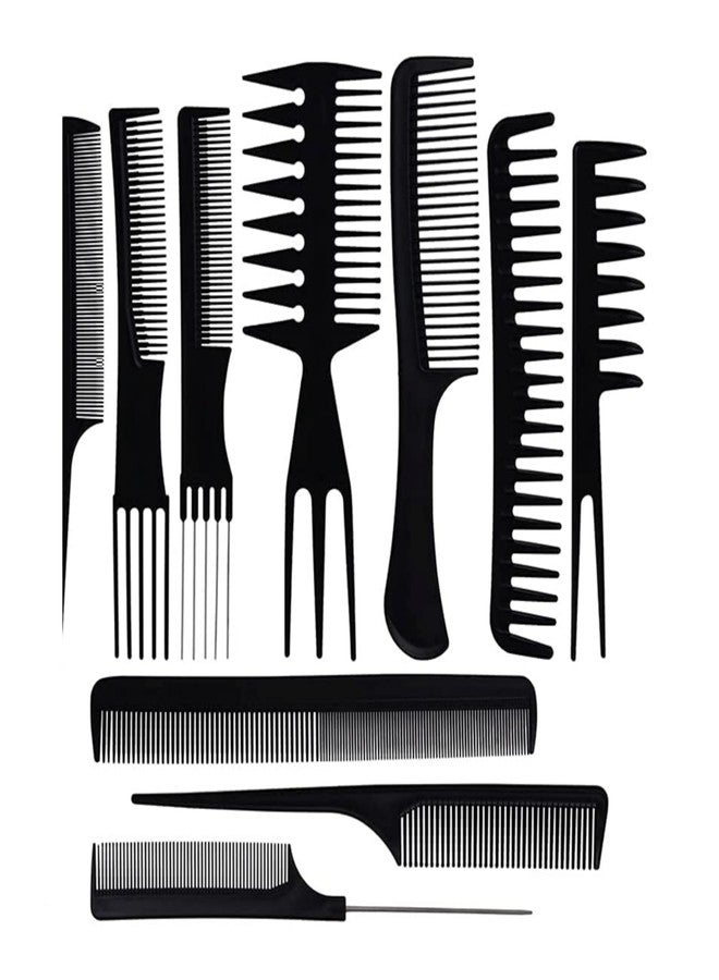 Aasakt Complete Hair Comb Set with Paddle Brush, Round Brush, Lice Comb, and 10 Piece Professional Styling Combs (multicolor) - Image 2