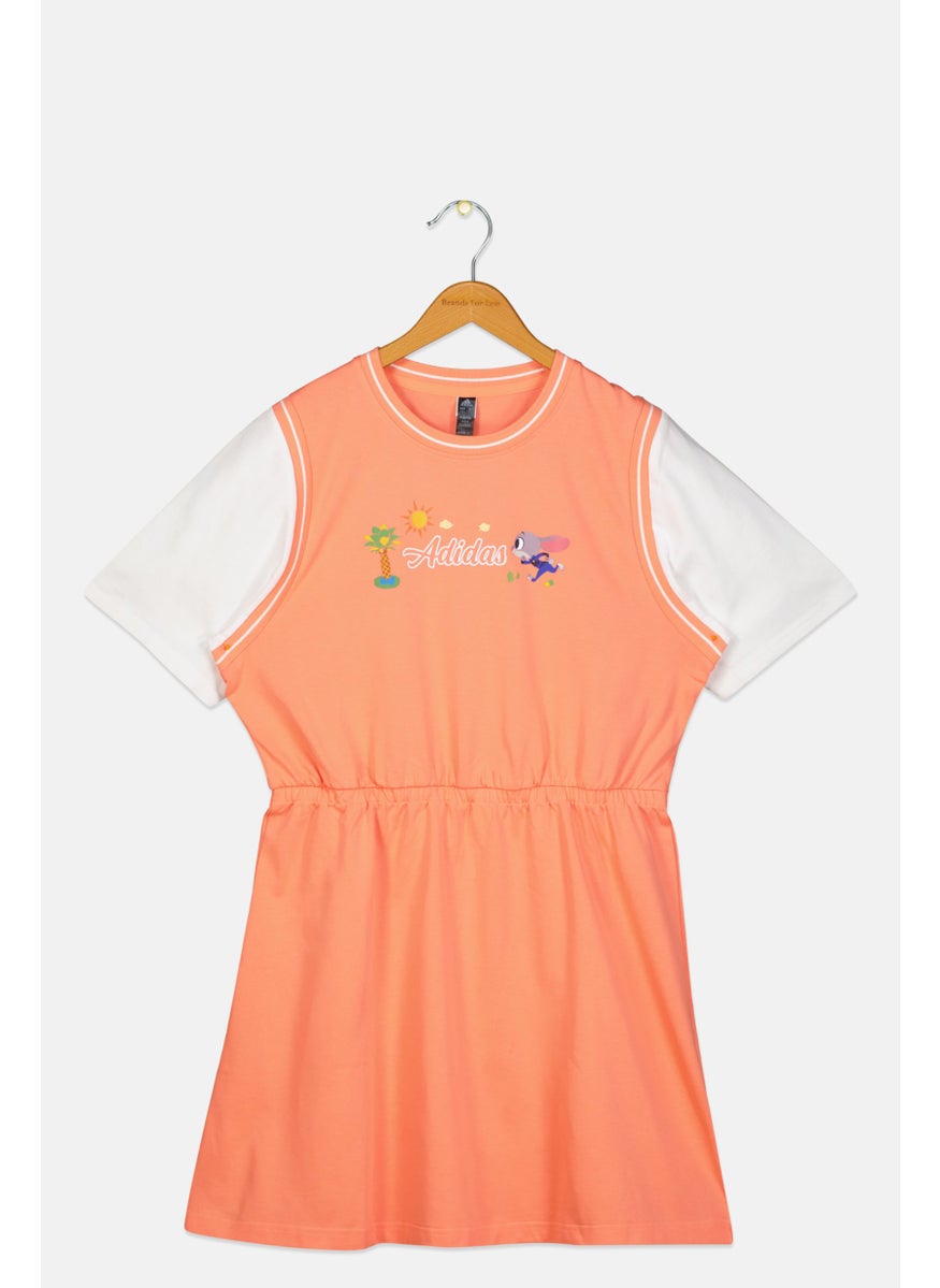 Adidas Adidas x Disney Kids Girl Sportswear Fit Outdoor Dress, Dark Peach/ White  - Image 1