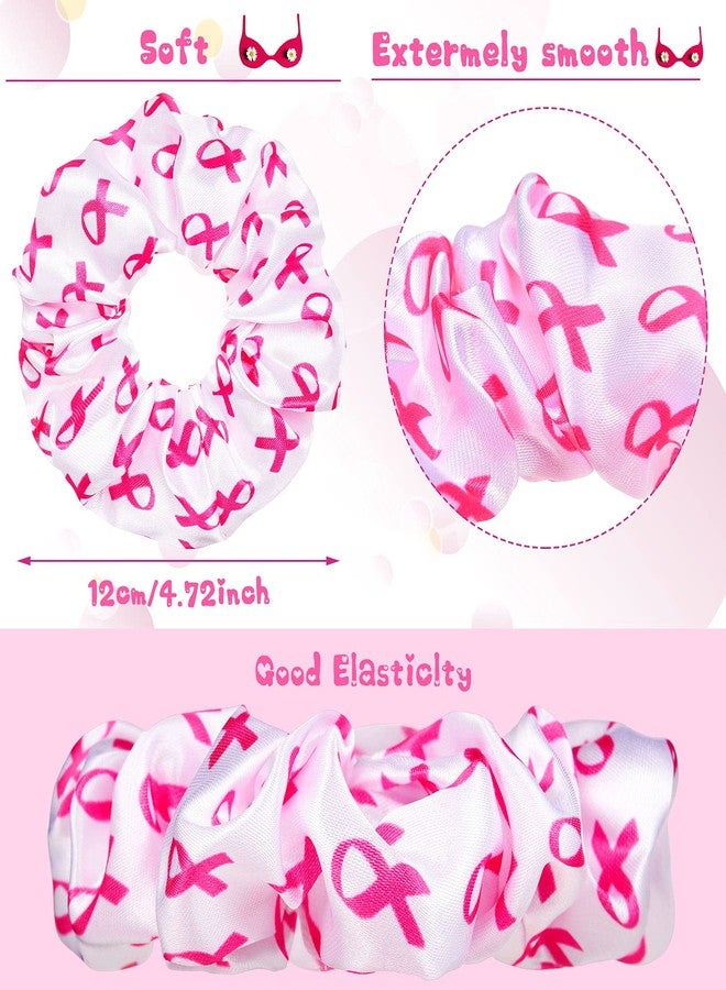 MTLEE 20 Pcs Breast Cancer Awareness Hair Scrunchies Pink Ribbon Soft Hair Ties Bands Ponytail Holder Accessories for Women Breast Cancer Awareness Accessories(Pink, White) - Image 3
