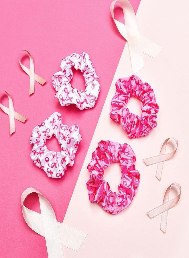 MTLEE 20 Pcs Breast Cancer Awareness Hair Scrunchies Pink Ribbon Soft Hair Ties Bands Ponytail Holder Accessories for Women Breast Cancer Awareness Accessories(Pink, White) - Image 2