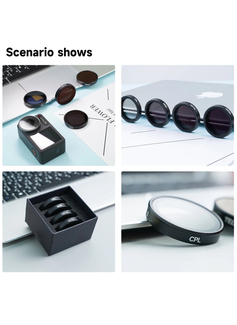 TELESIN CPL ND8 ND16 ND32 Lens Filter Set Aluminium Alloy Frame for DJI OSMO Action 3 4 ND CPL Lens Action Camera Accessories  - Image 4