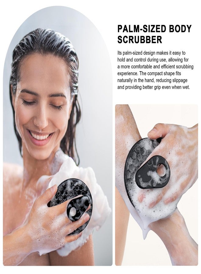 INNERNEED Food-Grade Silicone Body Scrubber Gentle Cleansing Brush with Exfoliating Net Sponge Bath Scrubbing Washcloth Case, More Hygienic and Well Lather (Black+Pink Set) - Image 3