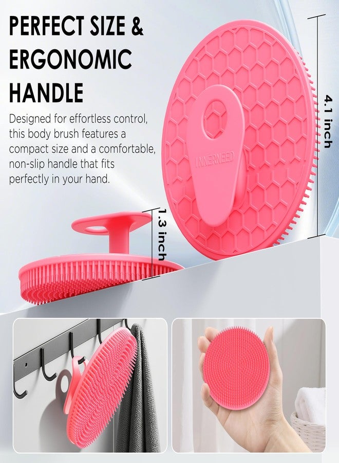 INNERNEED Food-Grade Silicone Body Scrubber Gentle Cleansing Brush with Exfoliating Net Sponge Bath Scrubbing Washcloth Case, More Hygienic and Well Lather (Black+Pink Set) - Image 2