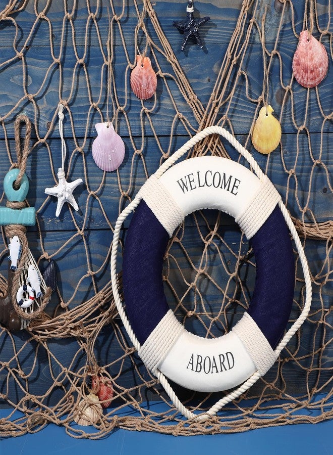 Marsui 11 Pcs Wooden Nautical Wall Decor Fishing Net Decoration, Include Decorative Fishing Net, Ship wheel, Fish Skeleton, Life Ring, Anchor, Starfish Beach Decor for Mediterranean Party (Brown) - Image 4