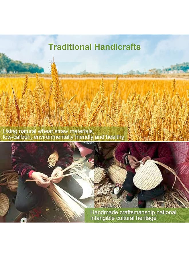 erorex Hand Woven Fan Handheld Wheat Straw Fan Rustic Chinese Manual Fan For Summer Cooling Wedding Palm Home Decoration Diy Decoration Elderly Travel Supplies Personal Use Gift - Image 5