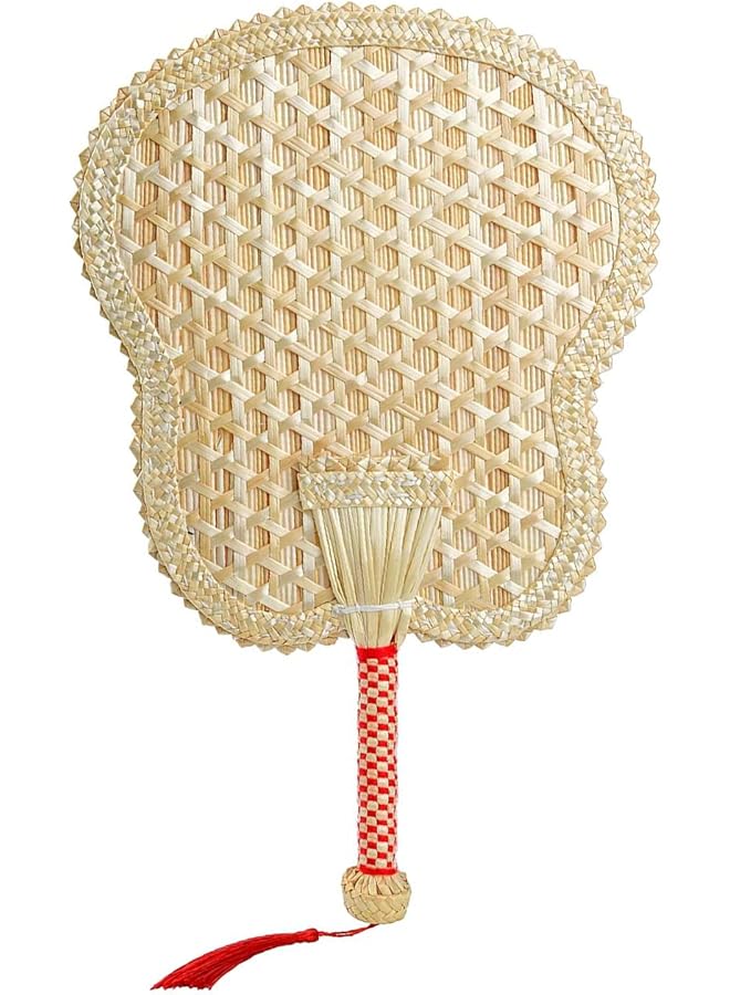 erorex Hand Woven Fan Handheld Wheat Straw Fan Rustic Chinese Manual Fan For Summer Cooling Wedding Palm Home Decoration Diy Decoration Elderly Travel Supplies Personal Use Gift - Image 1