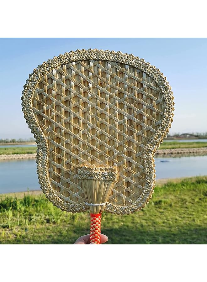 erorex Hand Woven Fan Handheld Wheat Straw Fan Rustic Chinese Manual Fan For Summer Cooling Wedding Palm Home Decoration Diy Decoration Elderly Travel Supplies Personal Use Gift - Image 4