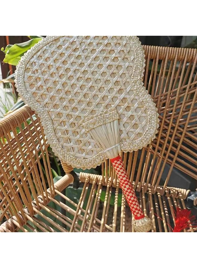 erorex Hand Woven Fan Handheld Wheat Straw Fan Rustic Chinese Manual Fan For Summer Cooling Wedding Palm Home Decoration Diy Decoration Elderly Travel Supplies Personal Use Gift - Image 3