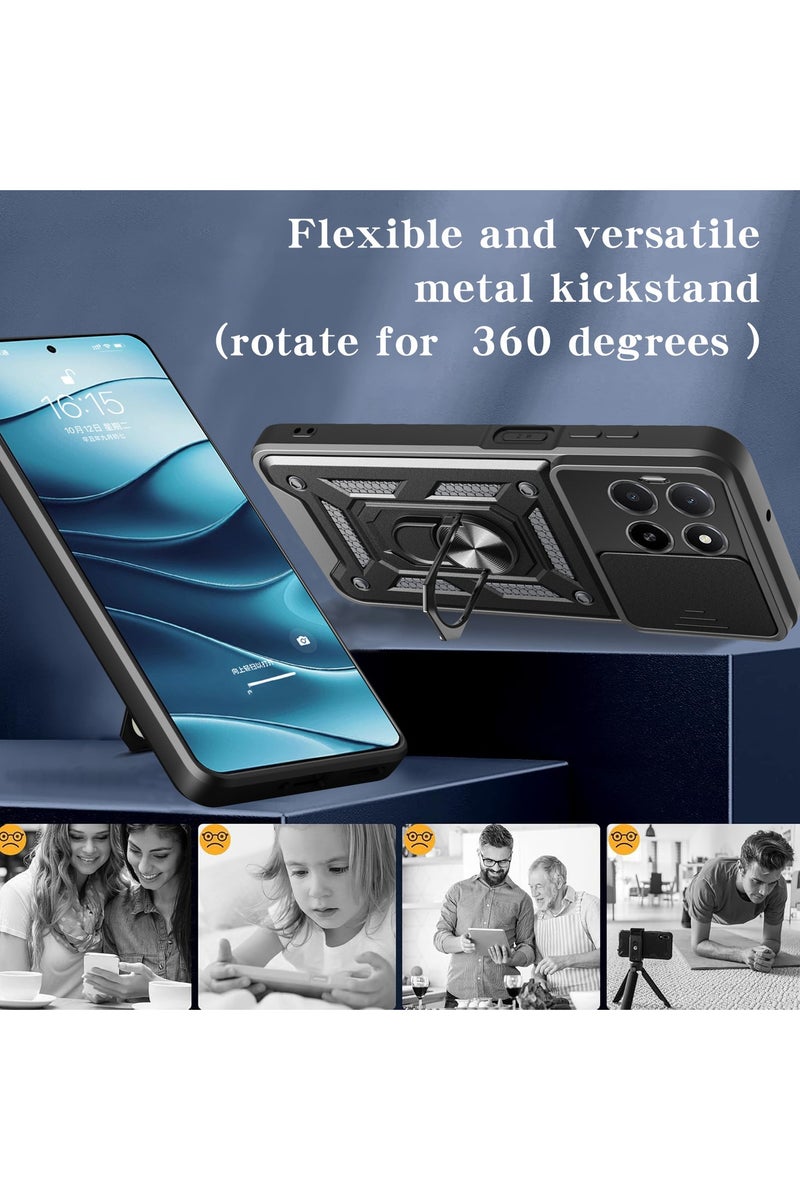 ثلاثة نمور لـ Honor X6c 4G غطاء الحالة, غطاء عدسة الكاميرا الشريحة, حامل الحلقة المغناطيسية مقعد حالة الهاتف الوقائي لـ Honor X6c 4G, أسود - Image 3