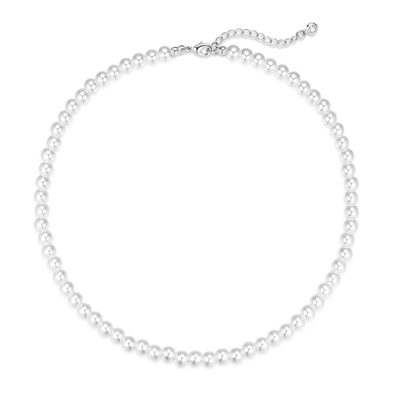 Zeffy Pearl Necklace for Women, 6MM Dainty Round Imitation Pearl Choker Necklace Wedding Delicate Jewelry for Women Simple Bridesmaid Jewelry Gifts (16"+2") - Image 1