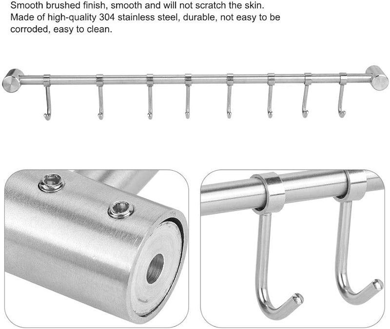 Stainless Steel Wall Mounted Coat Rack For Kitchen Bathroom Space Saving - Image 4