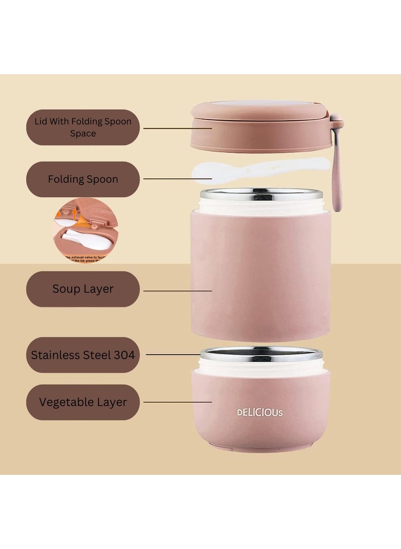 Vrupan - Vrupan Yogurt Holder Cup for Carrying Tazza Cereali with Due Contenitori Separati with Airtight Lid for Work University Travel Picnic and Much More Salmon Red 730ml - Image 1