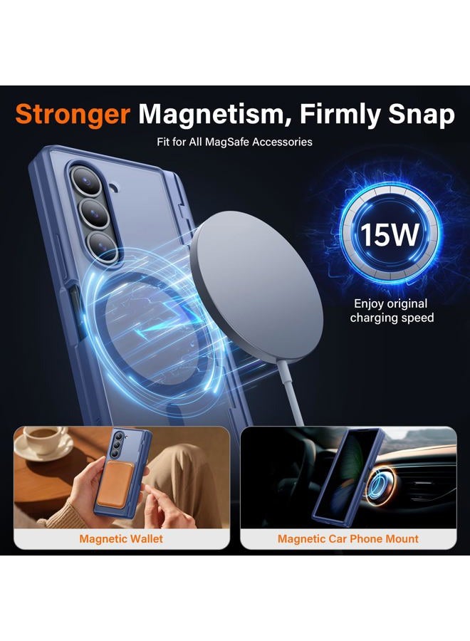 MOBOSI for Samsung Galaxy Z Fold 6 Case [Compatible with Magsafe], [Built-in Kickstand & Hinge Protection & Screen Protector] Full Body Slim Phone Case for Z Fold6 with S Pen Holder, Privacy Blue - Image 4