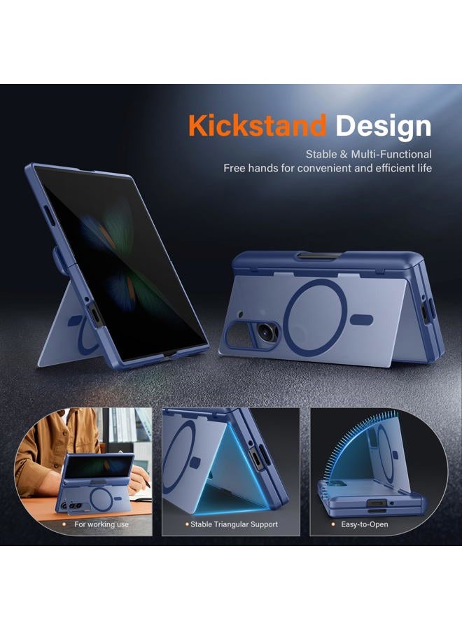 MOBOSI for Samsung Galaxy Z Fold 6 Case [Compatible with Magsafe], [Built-in Kickstand & Hinge Protection & Screen Protector] Full Body Slim Phone Case for Z Fold6 with S Pen Holder, Privacy Blue - Image 2