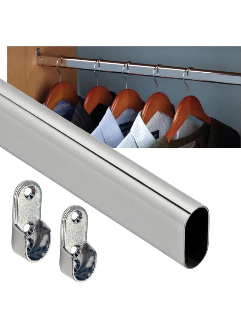 ABBASALI 100cm Wardrobe Bar, Wardrobe Hanging Rod, Wardrobe Rod for Hanging Clothes, Oval Closet Rail Custom Cut To Size  End Support and Screws, Chrome Plated, Gloves & Screwdriver (2) - Image 5