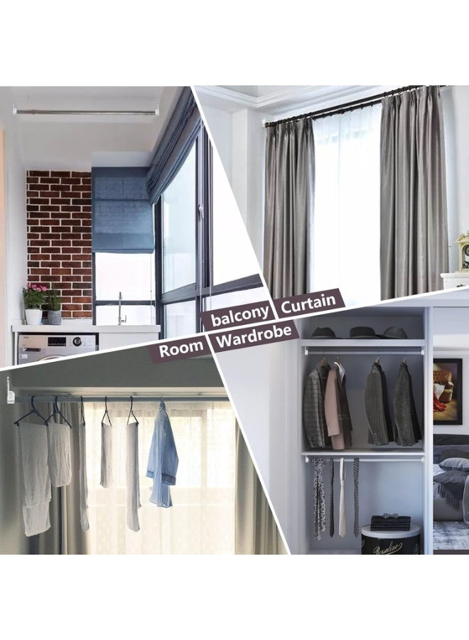 ABBASALI 100cm Wardrobe Bar, Wardrobe Hanging Rod, Wardrobe Rod for Hanging Clothes, Oval Closet Rail Custom Cut To Size  End Support and Screws, Chrome Plated, Gloves & Screwdriver (2) - Image 2