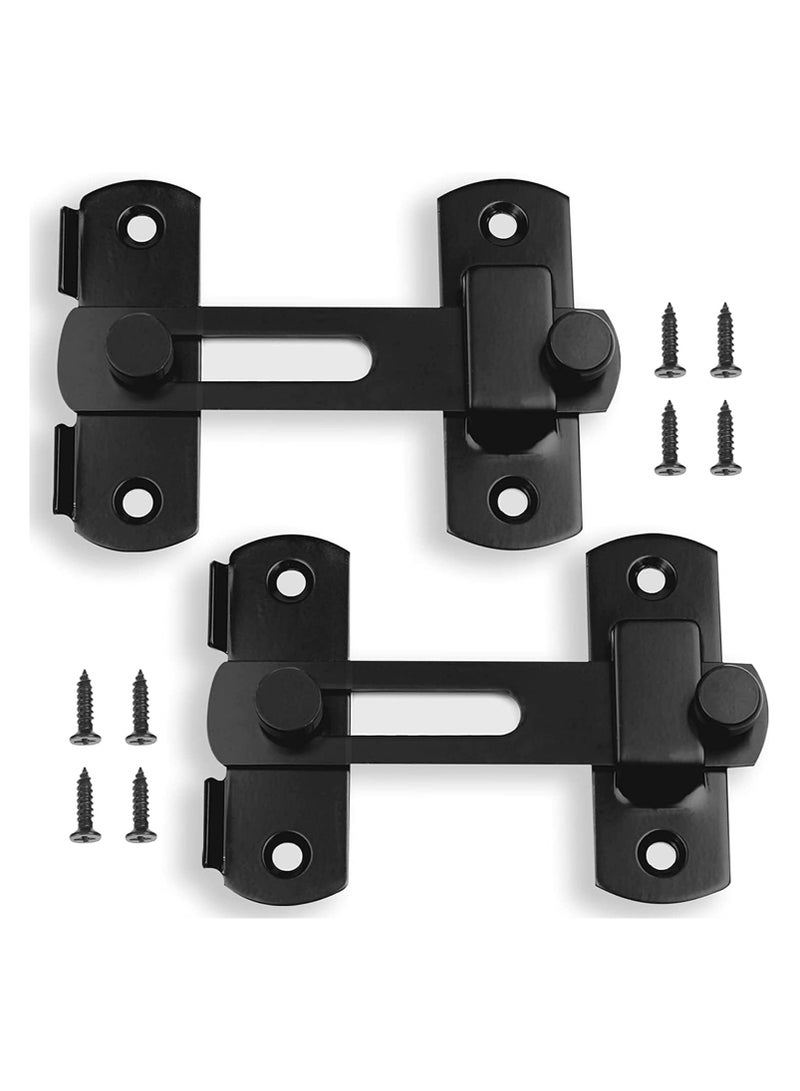 Stainless Steel Flip Latch Gate Latches Bar Latch Safety Door Lock, Hasp Lock Sliding for Window Cabinet Room Accessorries,Brushed Finish（BLACK*2） - Image 1