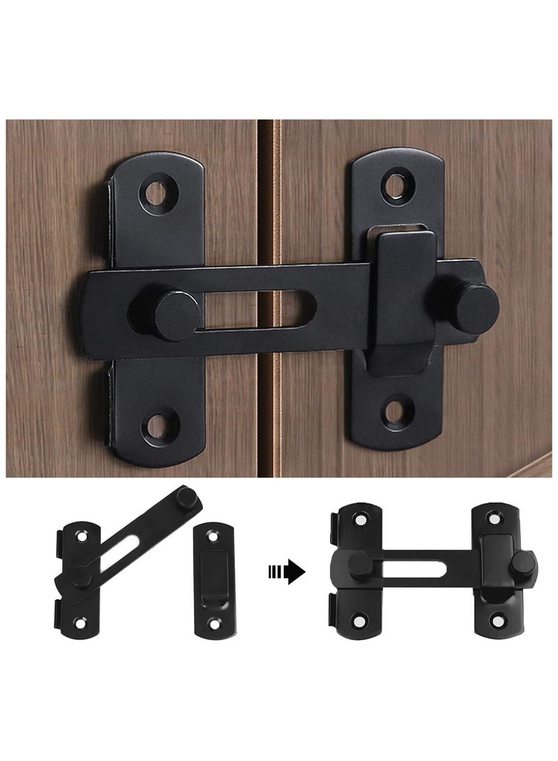Stainless Steel Flip Latch Gate Latches Bar Latch Safety Door Lock, Hasp Lock Sliding for Window Cabinet Room Accessorries,Brushed Finish（BLACK*2） - Image 2