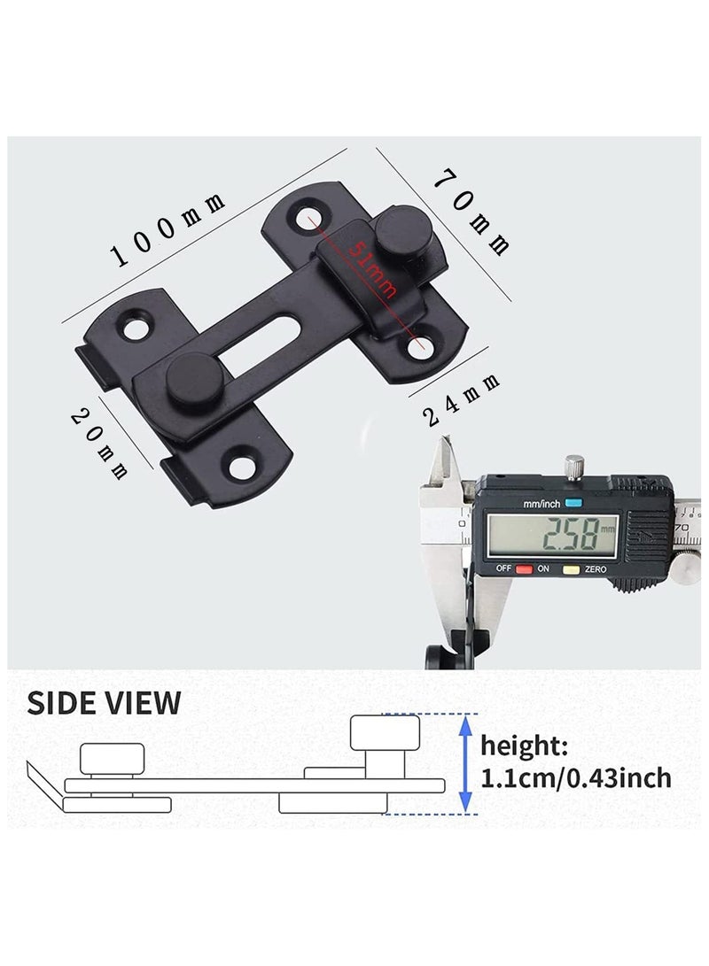 Stainless Steel Flip Latch Gate Latches Bar Latch Safety Door Lock, Hasp Lock Sliding for Window Cabinet Room Accessorries,Brushed Finish（BLACK*2） - Image 3