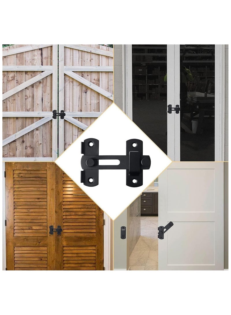 Stainless Steel Flip Latch Gate Latches Bar Latch Safety Door Lock, Hasp Lock Sliding for Window Cabinet Room Accessorries,Brushed Finish（BLACK*2） - Image 4