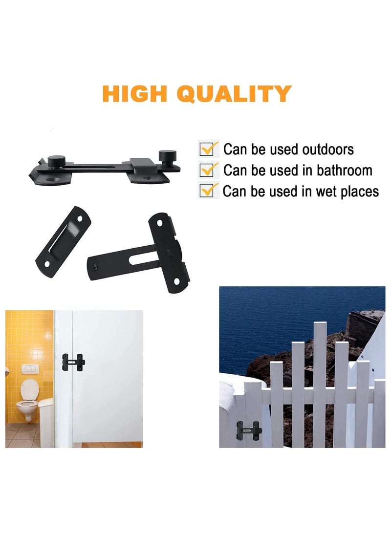 Stainless Steel Flip Latch Gate Latches Bar Latch Safety Door Lock, Hasp Lock Sliding for Window Cabinet Room Accessorries,Brushed Finish（BLACK*2） - Image 5