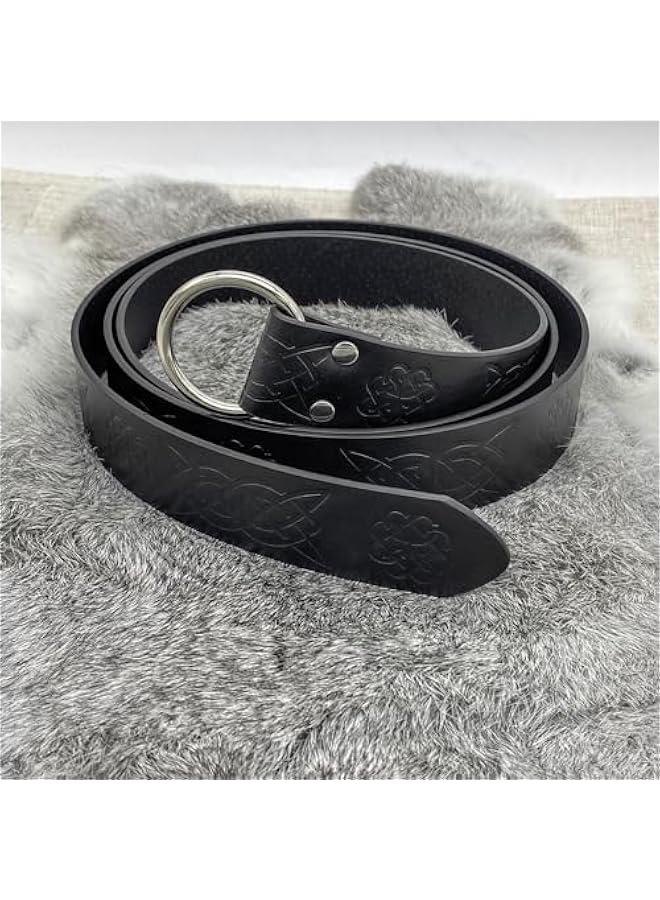 Generic Medieval O Ring Belt with Portable Drawstring Pouch, Retro Renaissance Faux Leather Belt and Purse Set for LARP - Image 4