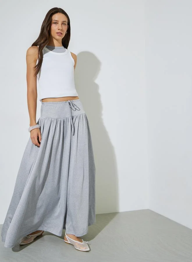ستايلي Grey Solid A-Line Maxi Skirt