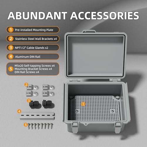 Joinfworld Outdoor Electrical Box Waterproof Junction Box Plastic Outdoor Weatherproof Electrical Enclosure Box Outside 8.7x6.7x4.3 - Image 3