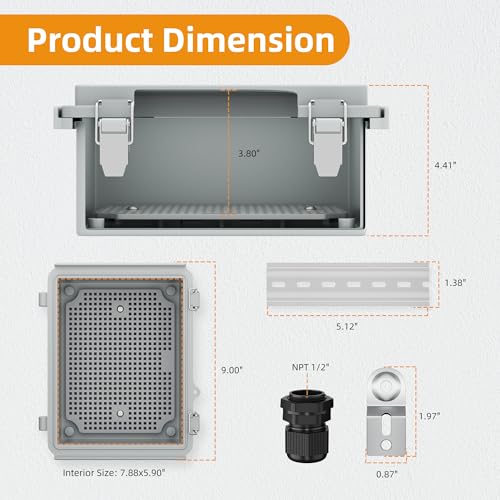 Joinfworld Outdoor Electrical Box Waterproof Junction Box Plastic Outdoor Weatherproof Electrical Enclosure Box Outside 8.7x6.7x4.3 - Image 5