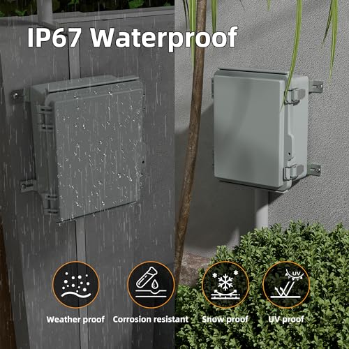Joinfworld Outdoor Electrical Box Waterproof Junction Box Plastic Outdoor Weatherproof Electrical Enclosure Box Outside 8.7x6.7x4.3 - Image 2