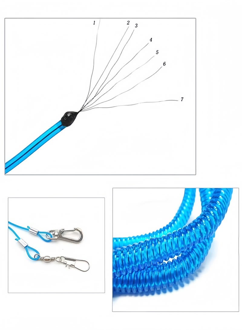 حبل طيران للطيور، حبل طيران للببغاء، حبل مرن لتدريب الطيور للاستخدام الخارجي، حبل تدريب للطيور الأليفة مناسب للببغاء القرمزي، والببغاء الكيك، والببغاء المكاو والطيور من نفس الحجم، بطول 6 أمتار مع 3 حلقات قدم للببغاء - Image 3