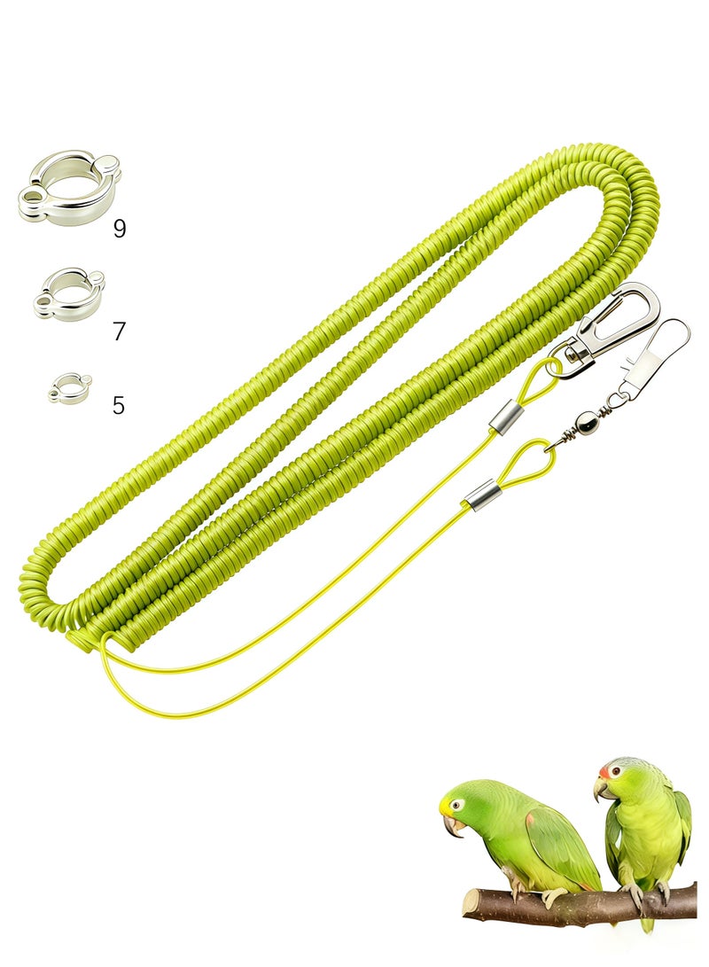 حبل طيران للطيور، حبل طيران للببغاء، حبل مرن لتدريب الطيور للاستخدام الخارجي، حبل تدريب للطيور الأليفة مناسب للببغاء القرمزي، والببغاء الكيك، والببغاء المكاو والطيور من نفس الحجم، بطول 6 أمتار مع 3 حلقات قدم للببغاء - Image 1
