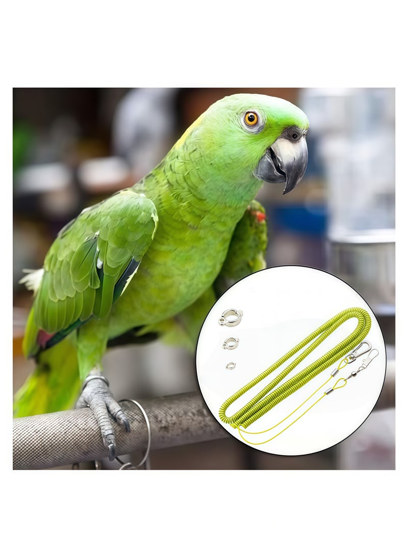 حبل طيران للطيور، حبل طيران للببغاء، حبل مرن لتدريب الطيور للاستخدام الخارجي، حبل تدريب للطيور الأليفة مناسب للببغاء القرمزي، والببغاء الكيك، والببغاء المكاو والطيور من نفس الحجم، بطول 6 أمتار مع 3 حلقات قدم للببغاء - Image 5