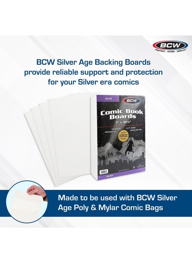 BCW - BCW Silver Age Comic Book Backing Boards | 2 Pack (200 Total) | Acid-Free Comic Book Boards, Magazine Boards, and Comic Boards for Silver Age Comics | Certified Acid-Free, 7"x10.5" - Image 1
