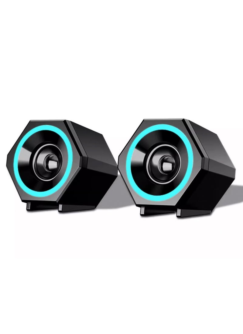 LOOPITYS - PC speaker, USB computer speaker, USB wired subwoofer speaker, computer PC speaker, laptop desktop small audio speaker, USB powered computer stereo speaker for PC, desktop computer, computer, laptop, with surround sound and subwoofer - Image 1