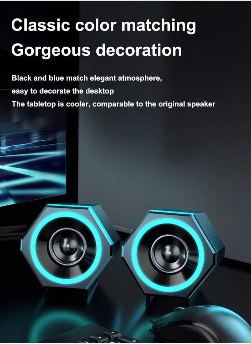 LOOPITYS - PC speaker, USB computer speaker, USB wired subwoofer speaker, computer PC speaker, laptop desktop small audio speaker, USB powered computer stereo speaker for PC, desktop computer, computer, laptop, with surround sound and subwoofer - Image 1
