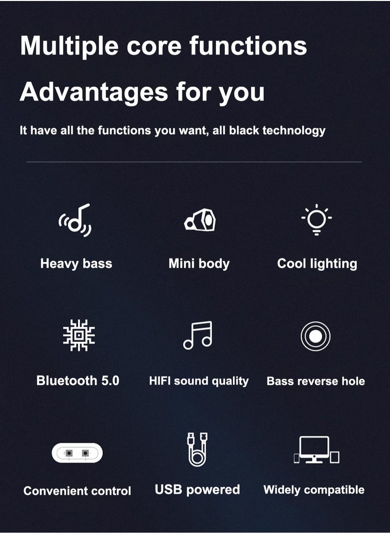 LOOPITYS - PC speaker, USB computer speaker, USB wired subwoofer speaker, computer PC speaker, laptop desktop small audio speaker, USB powered computer stereo speaker for PC, desktop computer, computer, laptop, with surround sound and subwoofer - Image 1
